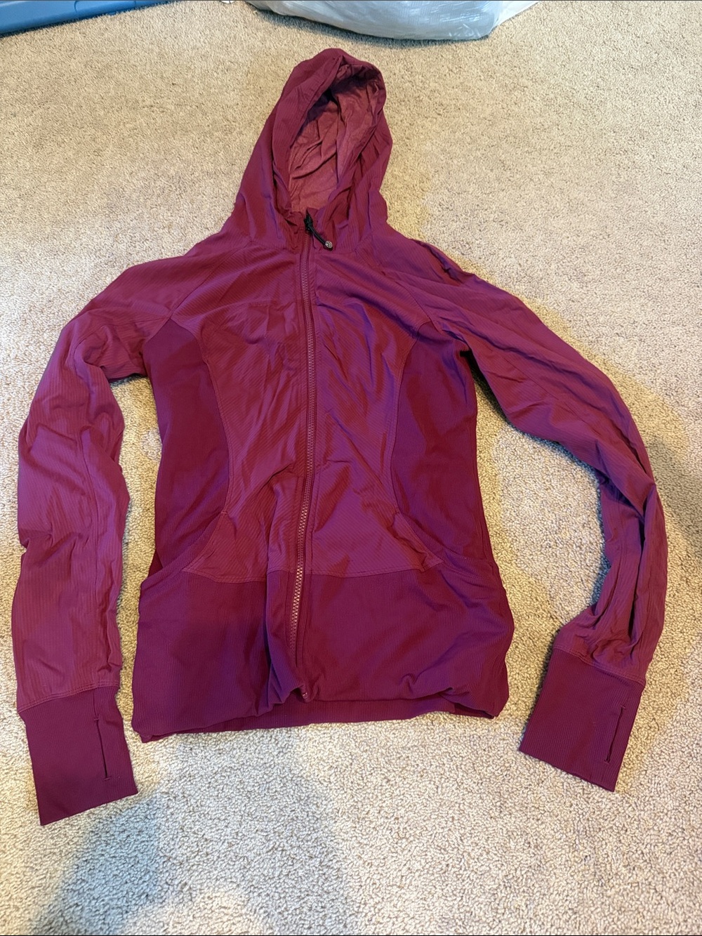 Women's Lightweight Hooded Zip Jacket - Burgundy reversible